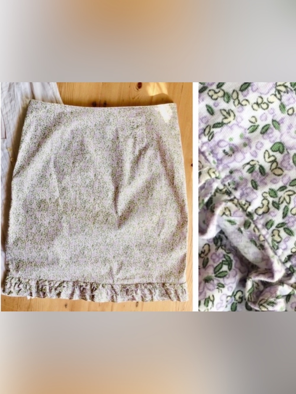 Purple Calico Floral Stretch Ruffled Mini Skirt American Eagle Size 4